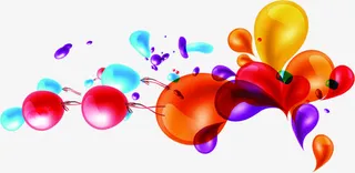 彩色迸发的水滴像气球免抠