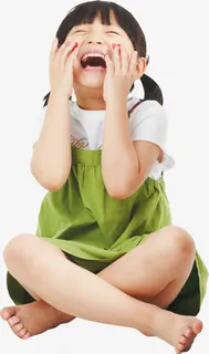 大笑扎辫女孩儿童免抠