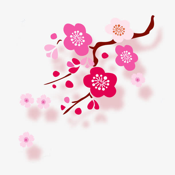 粉色梅花枝免抠