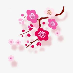 粉色梅花枝免抠