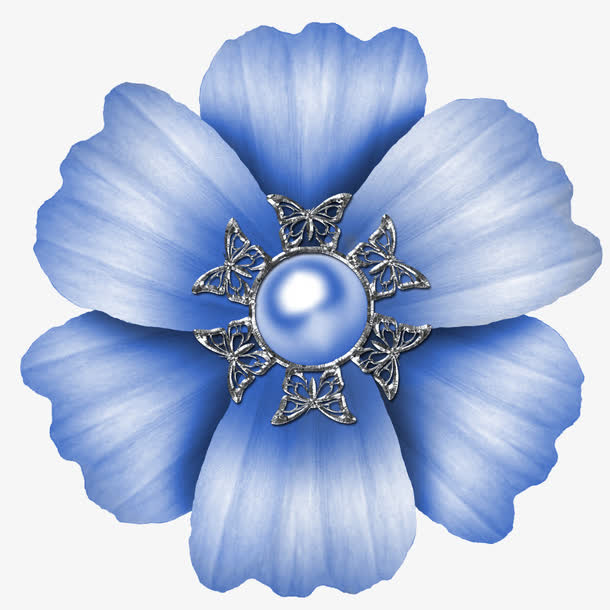 蓝色花朵免抠
