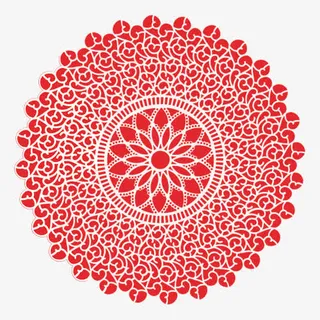 红色中国风花纹图案免抠