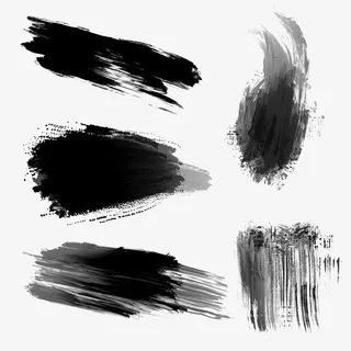 笔触黑色透明墨迹免抠