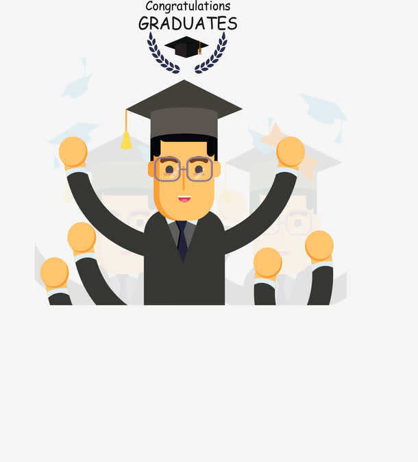 毕业典礼热情欢呼免抠