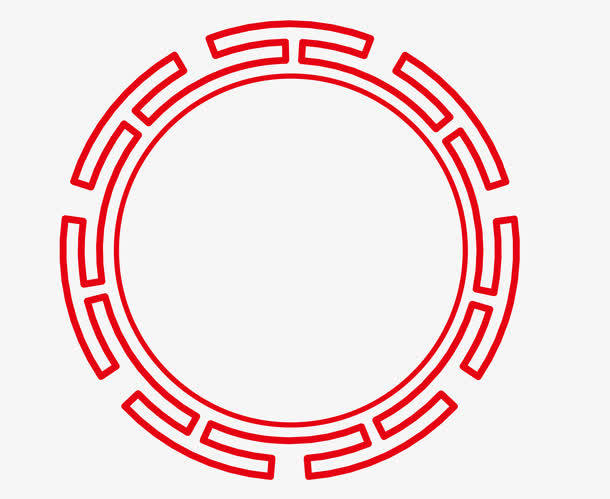 矢量中国红圆形边框PNG图片免抠