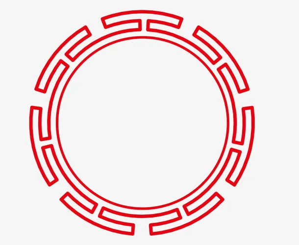 矢量中国红圆形边框PNG图片免抠