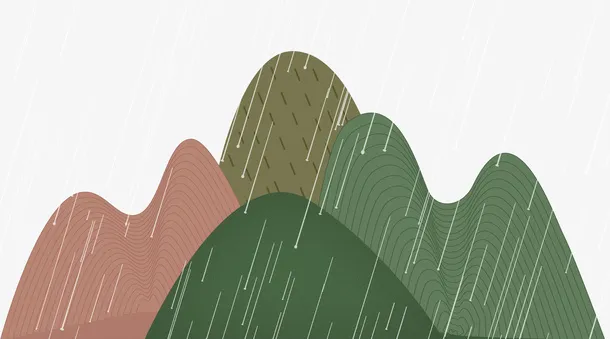 绿色手绘二十四节气谷雨节气海报免抠