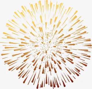 新年黄色绽放的烟花免抠