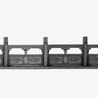 中国古风水泥浇筑栏杆免抠