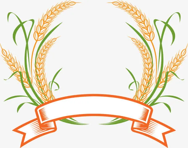 手绘小麦徽章海报免抠