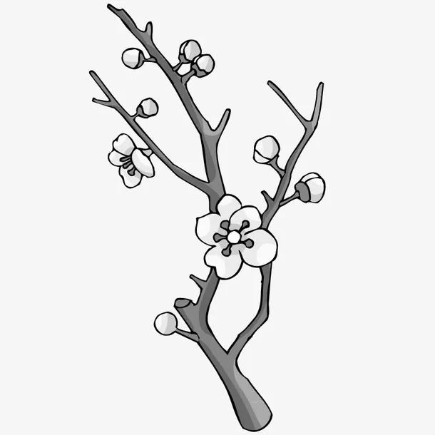 手绘梅花免抠