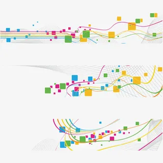 波浪线条和方块免抠