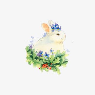水彩手绘小兔子设计免抠