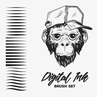 矢量素描猴子免抠