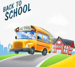 手绘幼儿园校车免抠