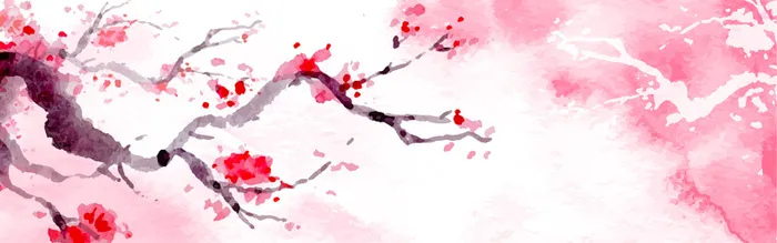 水墨风格梅花背景banner高清
