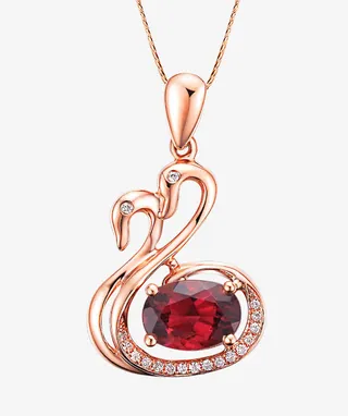 双天鹅红宝石吊坠免抠