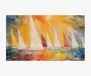 美式风格手绘山水油画免抠