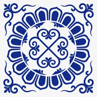 古典蓝色底纹免抠