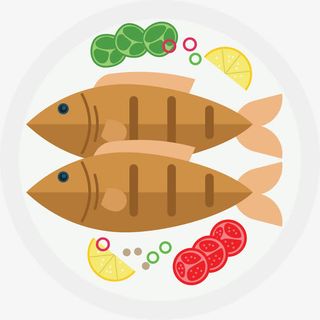 矢量卡通红烧鲫鱼免抠