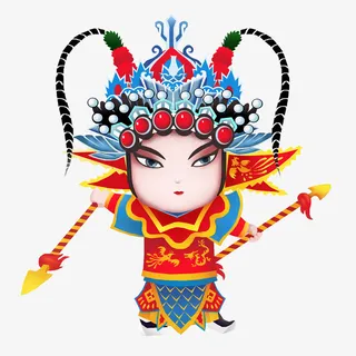 京剧耍花枪卡通免抠手绘/卡通卡通元素 京剧耍花枪卡通免抠手绘/卡通卡通元素