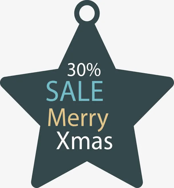 深蓝色五角星圣诞促销标签免抠