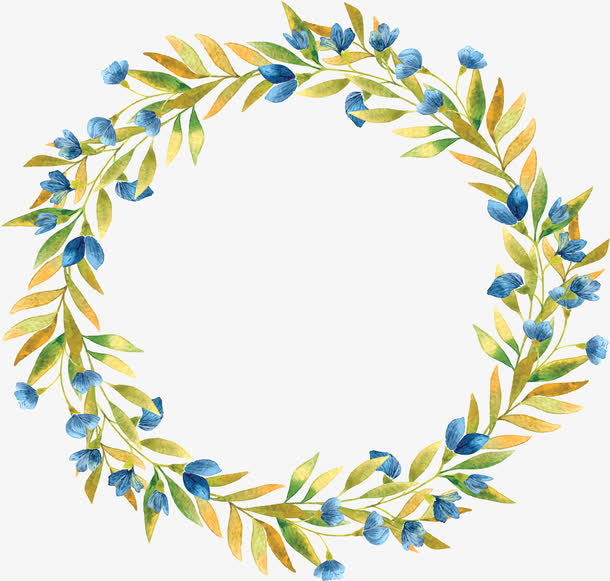 浪漫蓝色花藤边框免抠