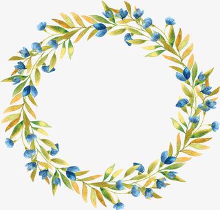 浪漫蓝色花藤边框免抠