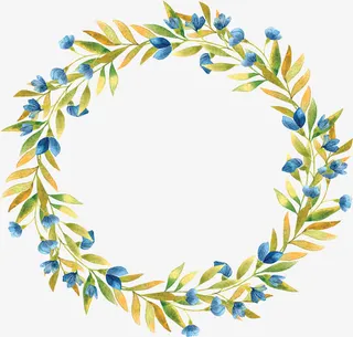 浪漫蓝色花藤边框免抠