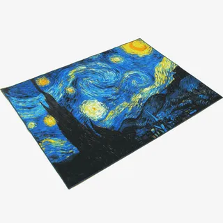 梵高星空星夜杏花油画地毯免抠