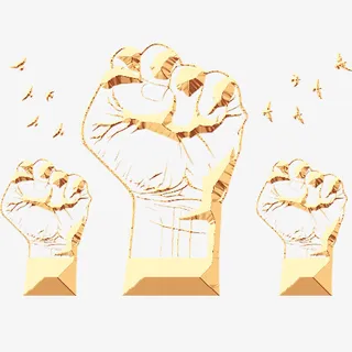 金色质感装饰握拳设计图免抠