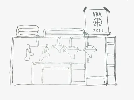 学生宿舍简笔画免抠