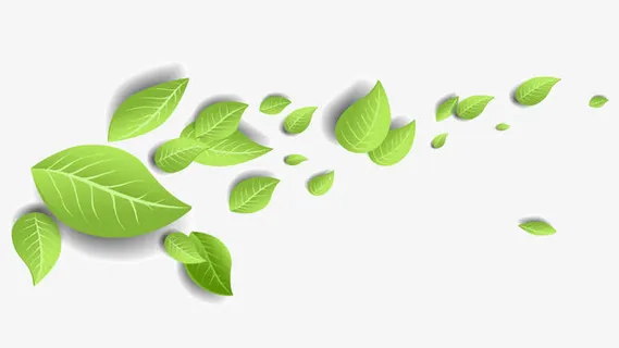 清新叶子茶叶手绘春天绿叶飘零绿免抠手绘/卡通卡通元素