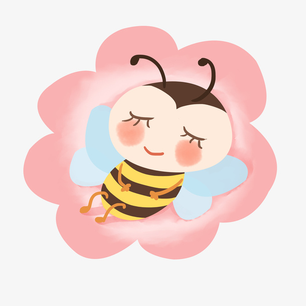 花朵上睡觉的小蜜蜂免抠