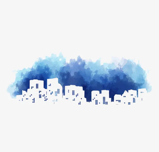 创意抽象蓝色城市素材免抠