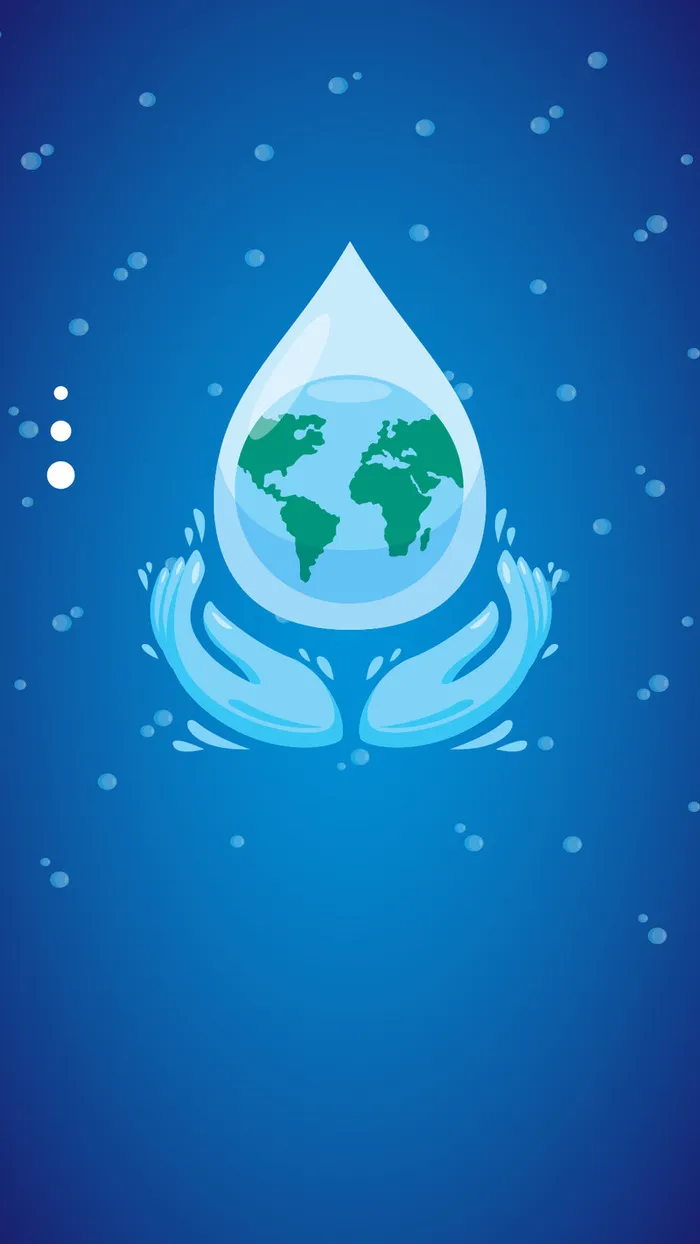 蓝色扁平水滴保护水资源H5背景高清