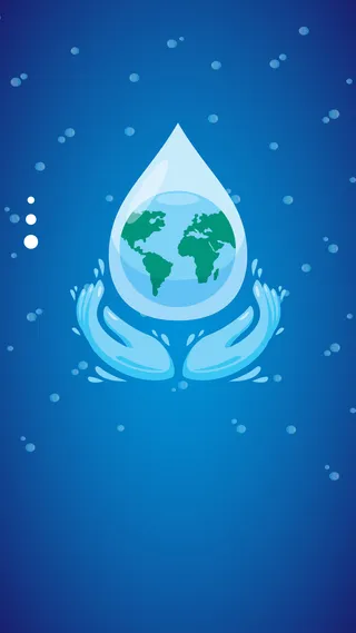 蓝色扁平水滴保护水资源H5背景高清