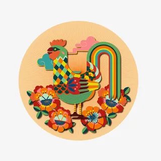 鸡年新年图案免抠