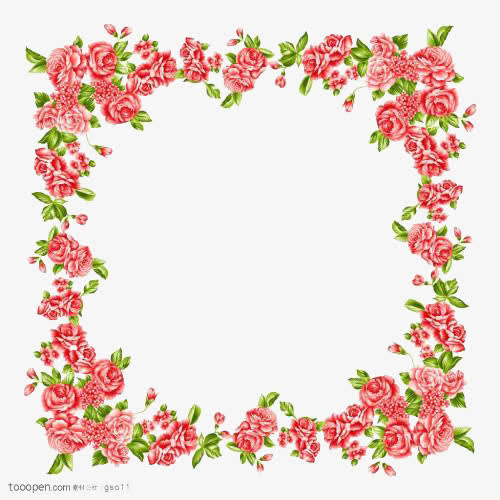 手绘芙蓉花画框免抠