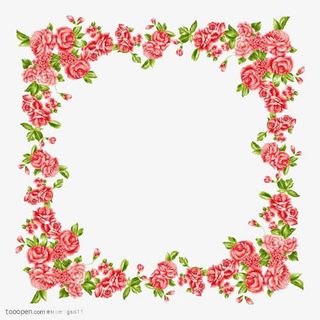 手绘芙蓉花画框免抠