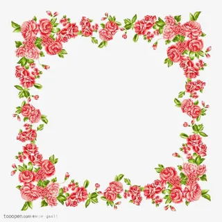 手绘芙蓉花画框免抠