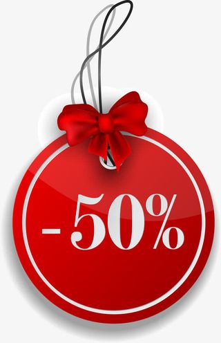 精美红色蝴蝶结渐变促销标签免抠
