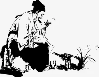 水墨画古代医生医疗素材免抠