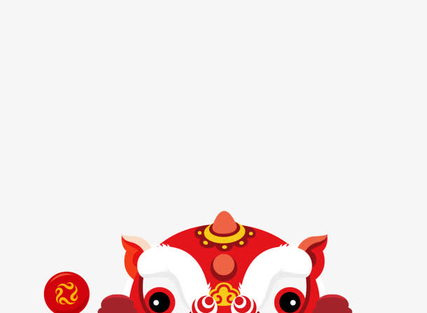 红色春节舞狮造型免抠
