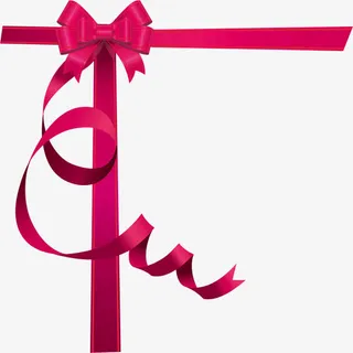 玫红色蝴蝶节彩带免抠