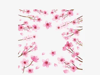 春天花卉美景桃花矢量素材免抠