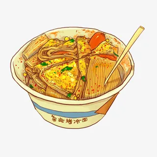 手绘东北烤冷面免抠