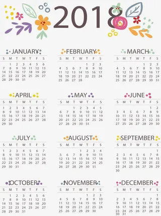 彩色花纹日历免抠