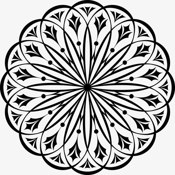 黑色螺旋花纹装饰图免抠