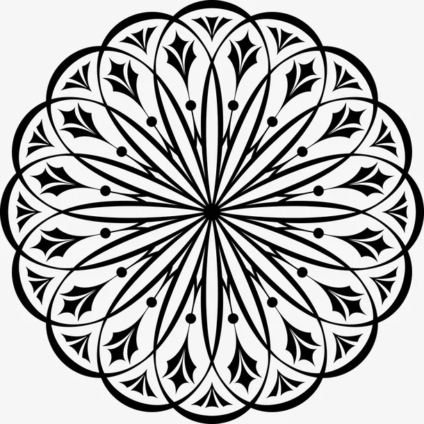 黑色螺旋花纹装饰图免抠